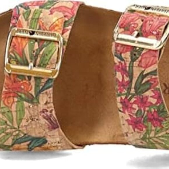 NEW HAFLINGER Andrea Two Band Footbed Comfort Sandals cork multi for women 563tn - Picture 9 of 10